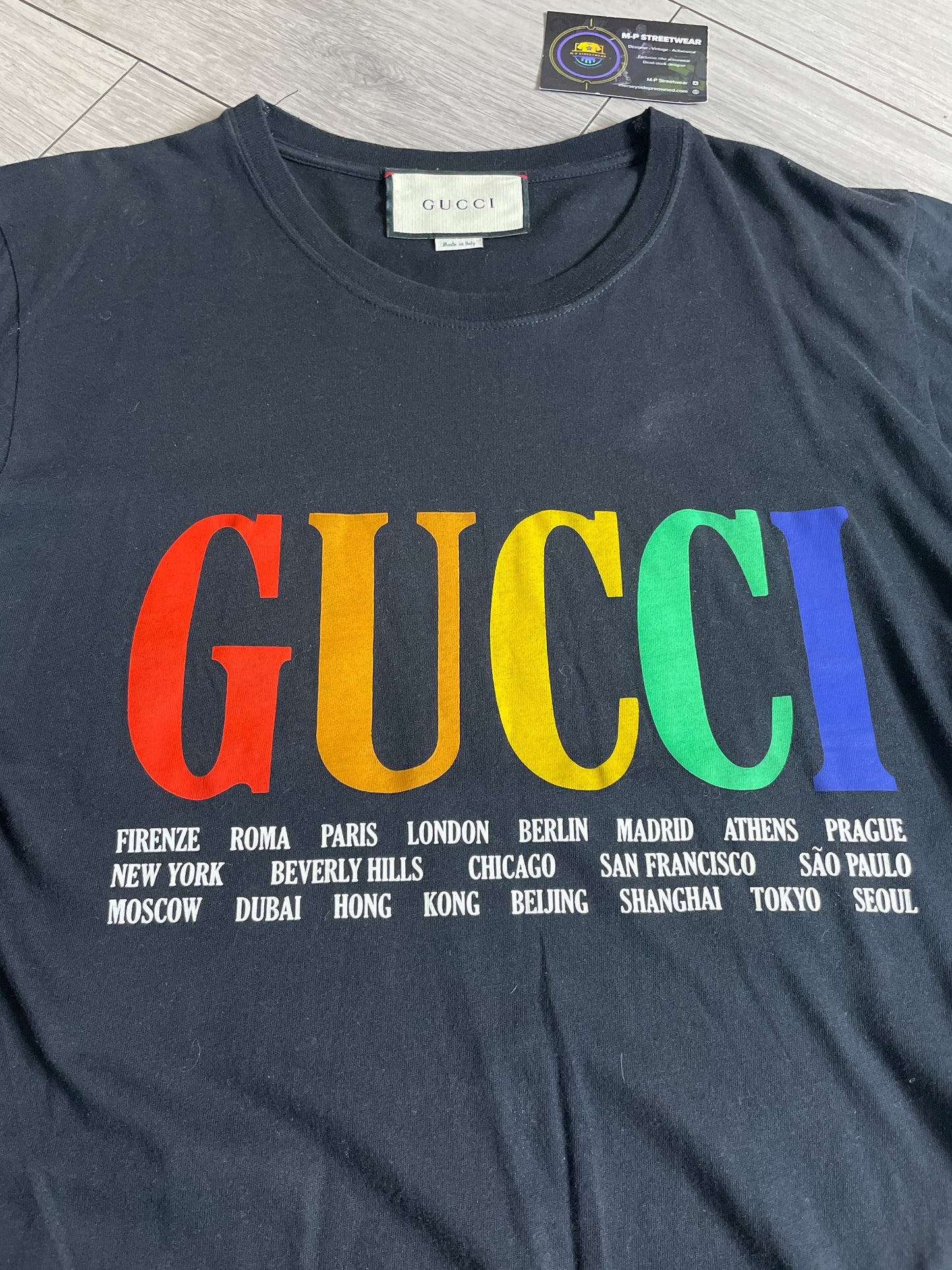 Gucci Cities Rainbow Logo Tshirt (S)