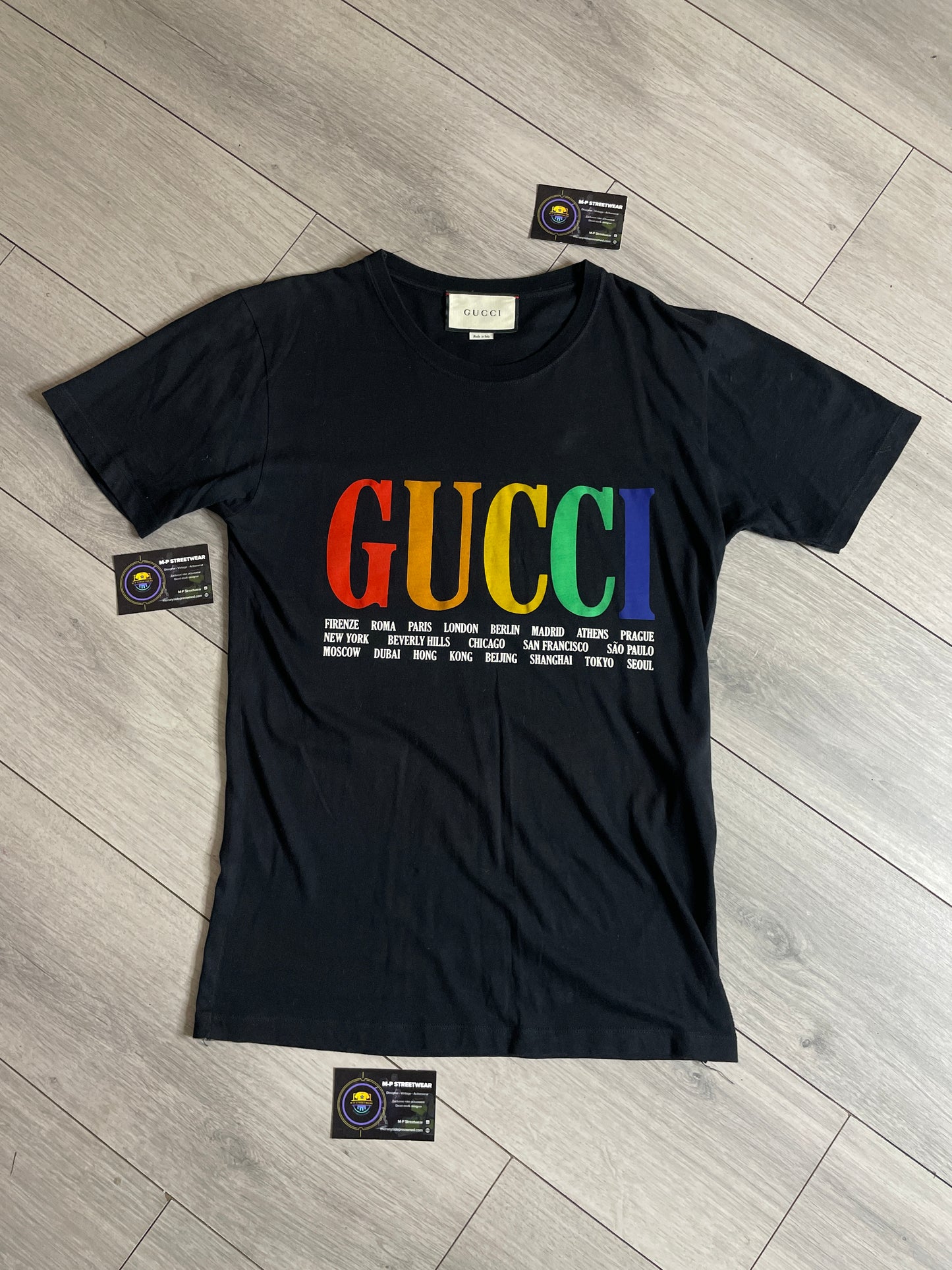 Gucci Cities Rainbow Logo Tshirt (S)